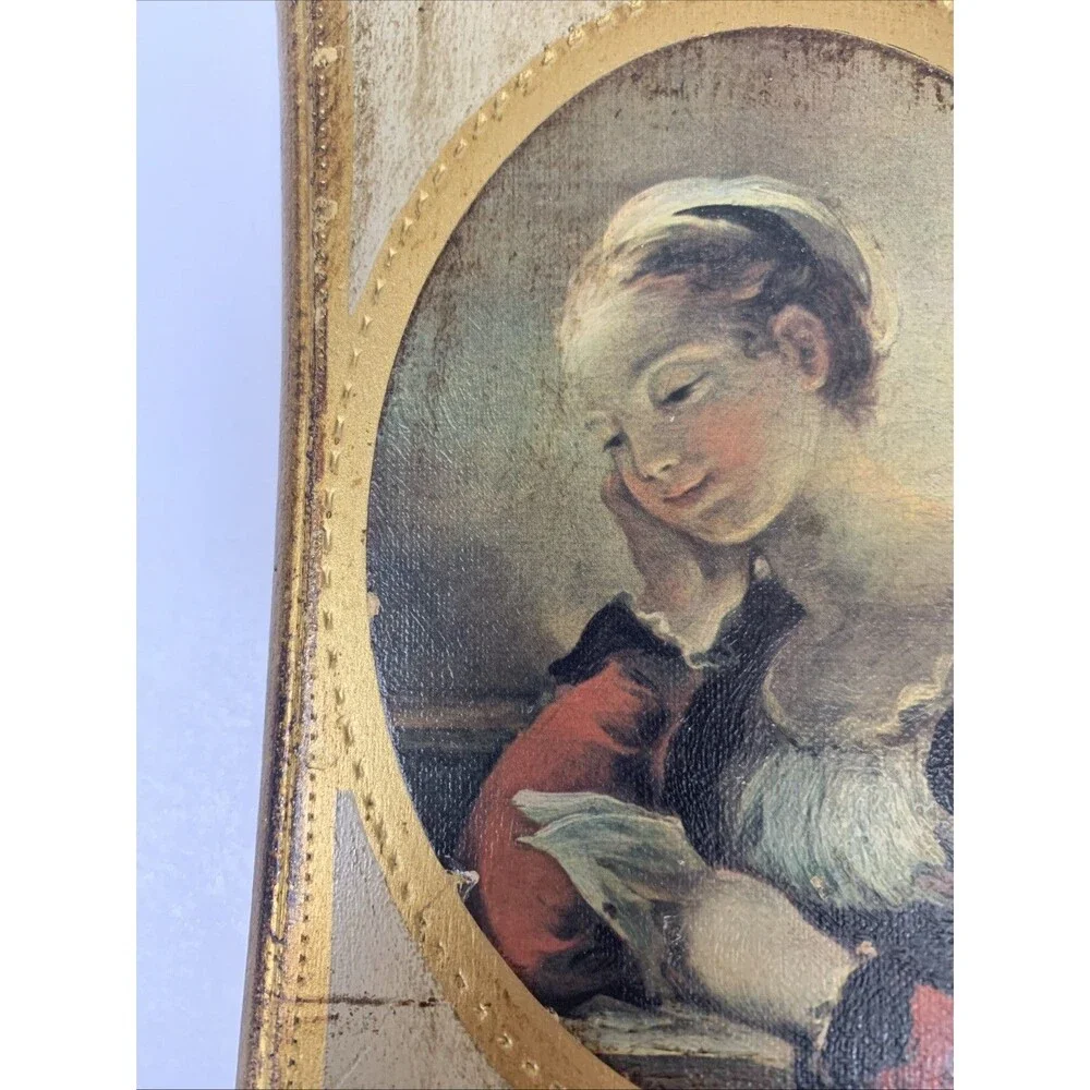 Vintage‎ Wooden Italian Florentine Wall Plaque Frame Apco Japan Bridgertoncore